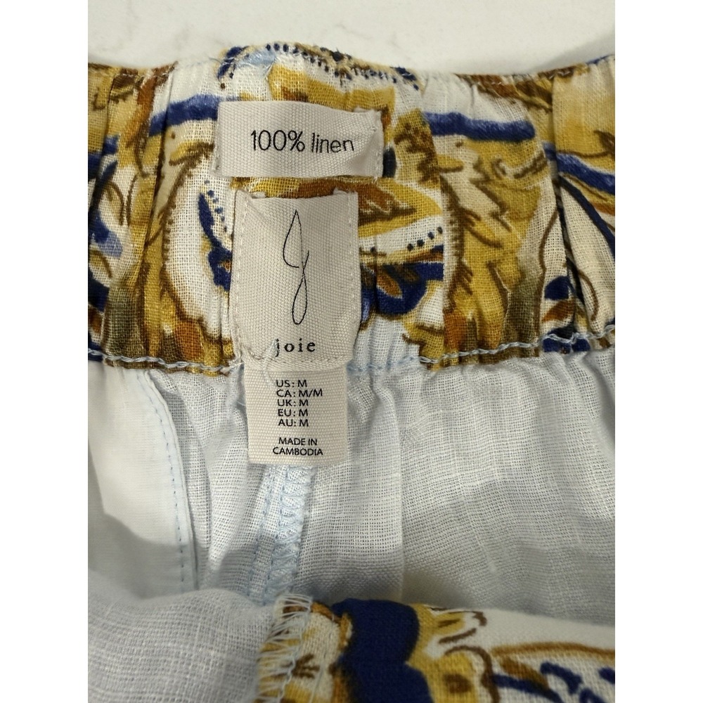 JOIE 100% Linen Size Medium Floral Dress Shorts Light Blue Matching Belt NWT - Picture 5 of 12